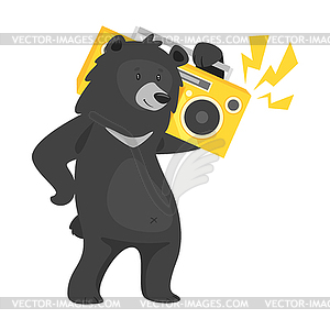 Cartoon black cool bear - vector clipart