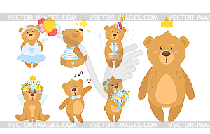 Cartoon cute teddy bear - vector clipart