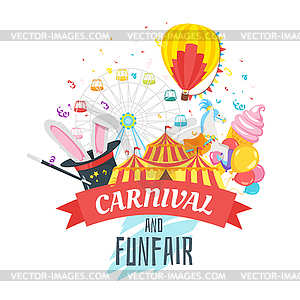 Amusement park carnival for kids - vector clipart