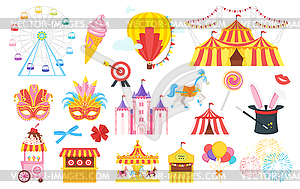 Amusement park carnival for kids - vector clipart