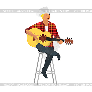 Country style singer with guitar - vector image