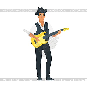 Acoustic guitar musician - vector image