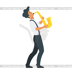 Young saxophone musician - vector clipart