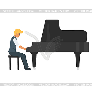 Young piano musician - vector clip art