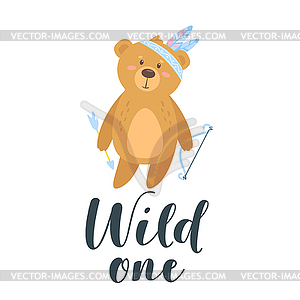 Cute teddy bear - vector image