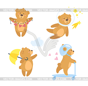 Cute teddy bear - color vector clipart