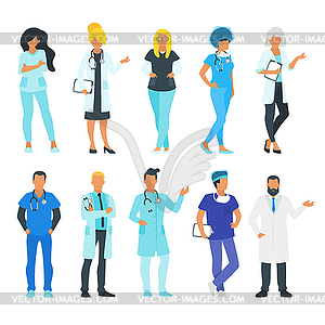 Doctor set. Physician man - vector clip art