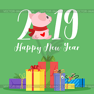 New Year and Christmas card - stock vector clipart