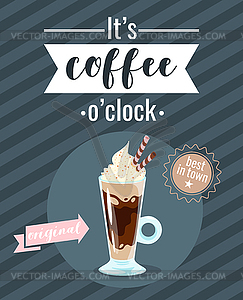 Coffee poster template for restaurant - vector image