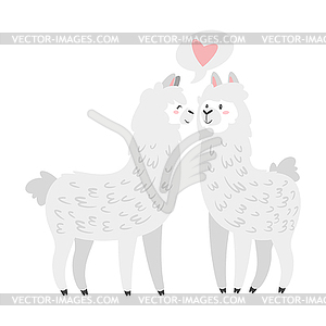 Cute lama. Alpaca animal - vector clipart