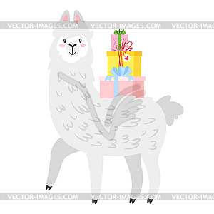 Cute lama. Alpaca animal - vector clipart / vector image