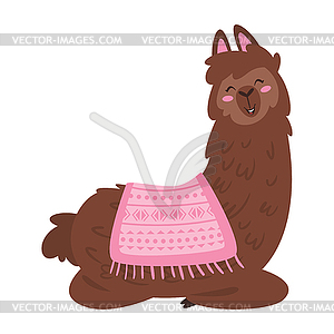 Cute lama. Alpaca animal - vector clipart / vector image