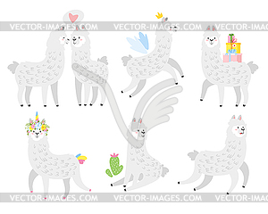 Cute lama. Alpaca animal - vector image