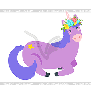 Cute unicorn. Fairytale animal - vector clip art