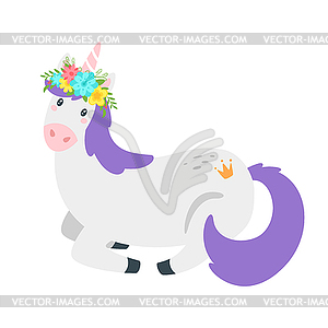 Cute unicorn. Fairytale animal - vector image