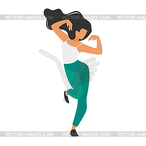 Dancing people silhouette - color vector clipart