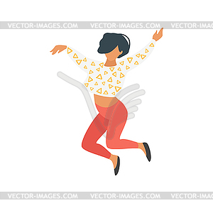 Dancing people silhouette - vector clip art