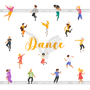 Силуэт танцующих людей - клипарт в векторном формате