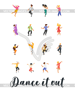 Dancing people silhouette - vector clipart / vector image