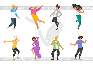 Dancing people silhouette - vector clipart