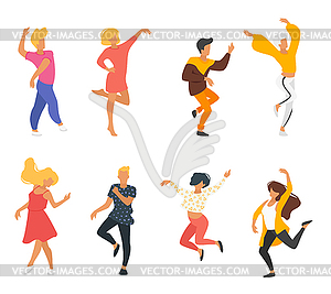 Dancing people silhouette - vector clip art