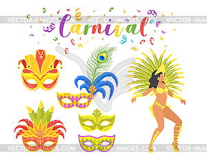 Carnival dancer silhouette - vector EPS clipart