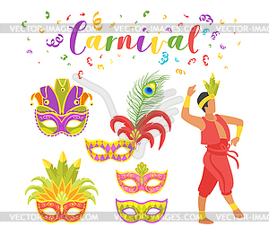 Carnival dancer silhouette - stock vector clipart