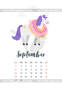 2019 year monthly calendar - vector clip art