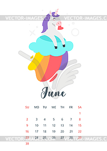 2019 year monthly calendar - vector clipart