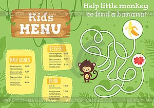 Kids food menu design template - vector image