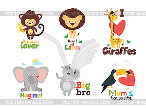 Дизайн футболки с изображением животных в джунглях - клипарт в векторе