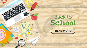 Back to school top view - vector clip art