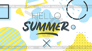 Memphis style summer banner template - vector clipart