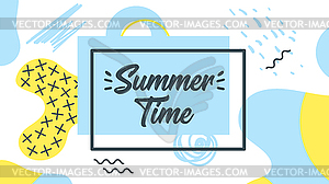 Memphis style summer banner template - vector clip art