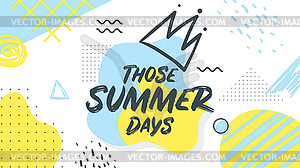 Memphis style summer banner template - royalty-free vector clipart