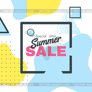 Memphis style summer banner template - vector clipart