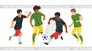 Soccer game players - color vector clipart