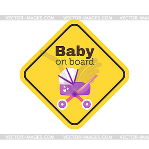 Baby on board safety sign - vector image