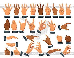 Set of various hands gestures - royalty-free vector image