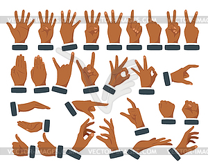 Set of various hands gestures - vector clipart