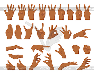 Set of various hands gestures - vector image