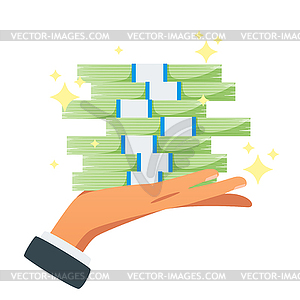 Бизнесмен рука деньги - векторное изображение EPS