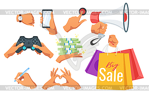 Hands gesture set - stock vector clipart