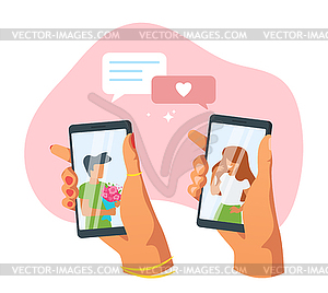 Dating app and relationship concept - vector clipart