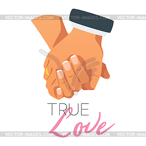 Hands gesture holding each other - vector image