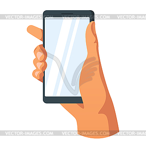 Hand holding smartphone - stock vector clipart