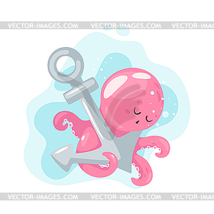 Octopus cartoon style baby character - vector clipart