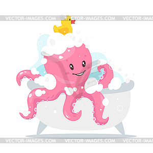 Octopus cartoon style baby character - vector clip art