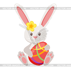 Easter cartoon style cute bunny - vector clipart