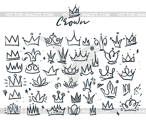 Doodle set of crowns - vector clipart